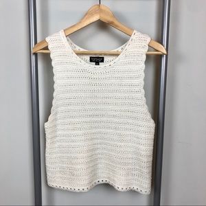 Topshop white crochet sleeveless top Sz 12 Medium